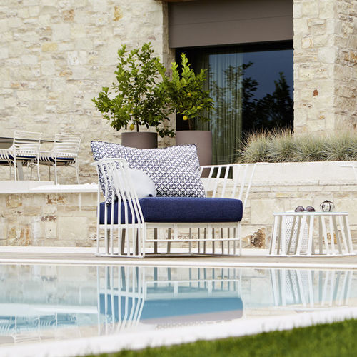 Moderner Sessel - HAMPTONS GRAPHICS - Roberti Rattan - Stoff / Aluminium / mit abnehmbarem Kissen