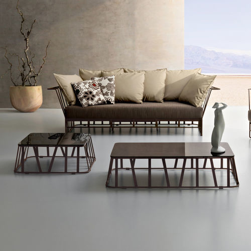 Moderner Couchtisch - HAMPTONS GRAPHICS - Roberti Rattan - Glas / Aluminium / HPL