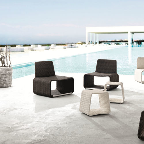 Sessel / originelles Design - HAMPTON - Roberti Rattan - Aluminium / Aluminium / mit abnehmbarem Kissen