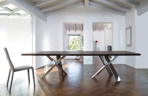 Moderner Esstisch - TWINS RESORT - ANTONELLOITALIA - Holz / Glas / lackiertes Holz