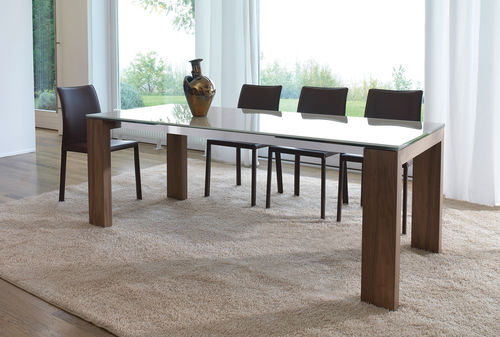 Moderner Esstisch - ALIANTE - ANTONELLOITALIA - Glas / lackiertes Holz / Hartglas