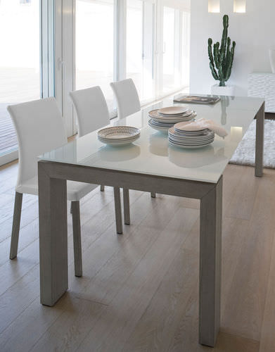 Moderner Esstisch - MONTREAL - ANTONELLOITALIA - Glas / lackiertes Holz / rechteckig