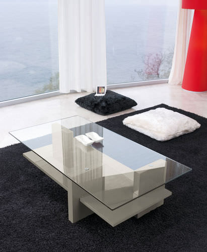 Moderner Couchtisch - ZEN - ANTONELLOITALIA - Holz / Glas / lackiertes Holz
