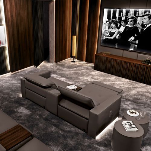 Moderner Sessel - JAZZ LIGHT - SAN MARCO - Leder / mit integriertem Tisch / schrägstellbar