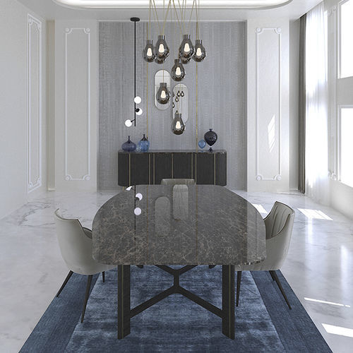Moderner Esstisch - MOON PORTORO - Scandal Home Couture - Holz / Keramik / Marmor