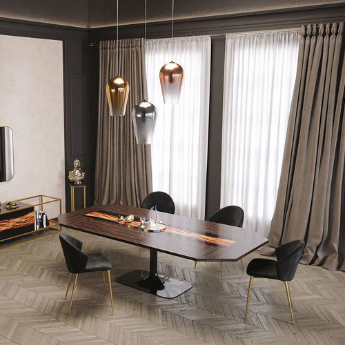 Moderner Esstisch - MOON  - Scandal Home Couture - Ebenholz / Gestell aus Metall / mit Mittelfuß