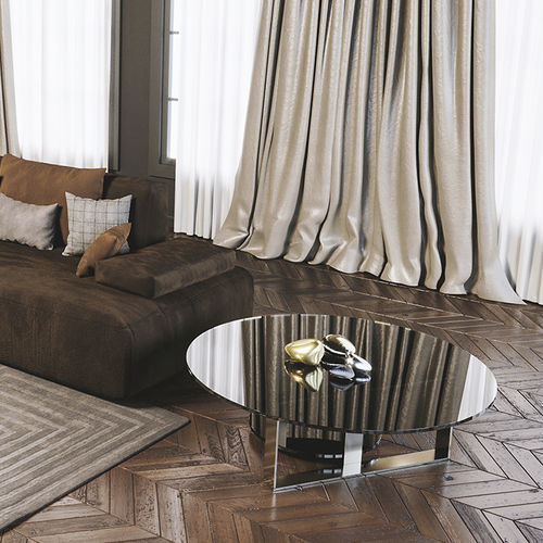 Moderner Couchtisch - U - Scandal Home Couture - Glas / Gestell aus Metall / rund