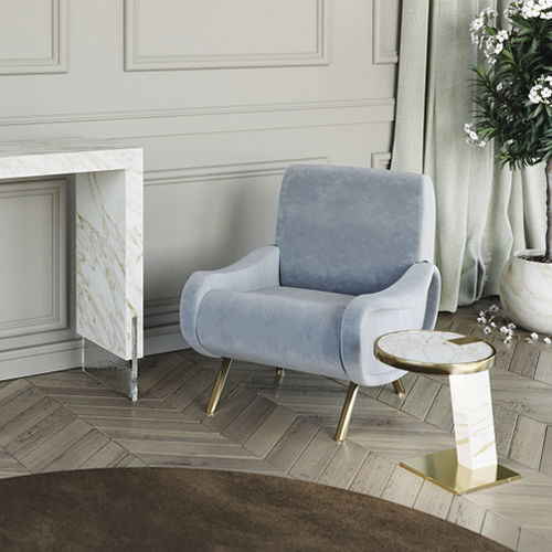 Moderner Sessel - LADY - Scandal Home Couture - Samt / blau / für Wohnzimmer