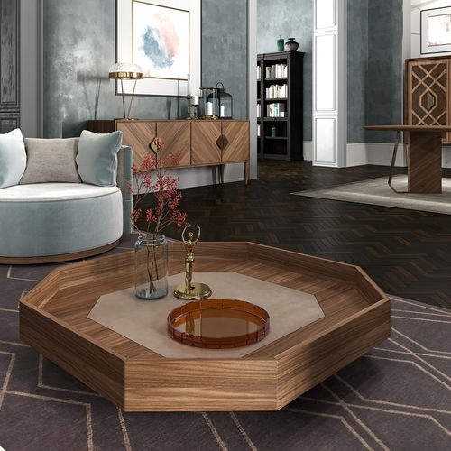 Moderner Couchtisch - INTRIGUE - Scandal Home Couture - Glas / Holz / Leder