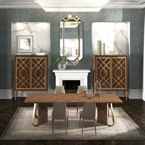 Moderner Esstisch - INTRIGUE - Scandal Home Couture - Holz / Glas / Gestell aus Holz