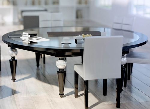 Moderner Esstisch - LUNA - Scandal Home Couture - Holz / Gestell aus Holz / rund