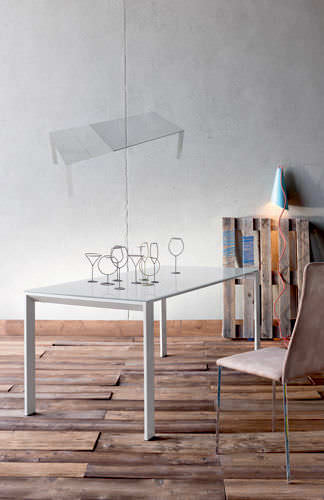 Moderner Tisch - FUSION - Sedit - lackiertes Glas / rechteckig / ausziehbar