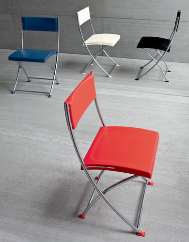 Moderner Stuhl - NO SPACE - Sedit - Leder / Gestell aus Metall / klappbar