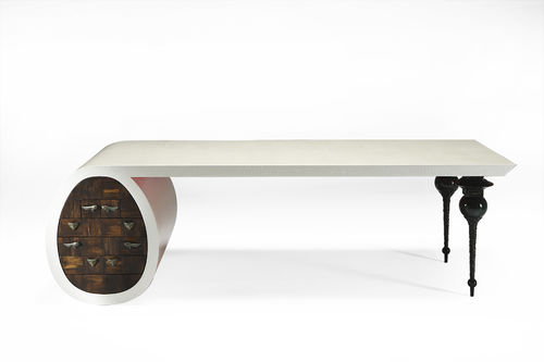 Stil-Schreibtisch - EVERGREEN : CAOS  - Sergio Villa Mobilitaly - lackiertes Holz / Bronze