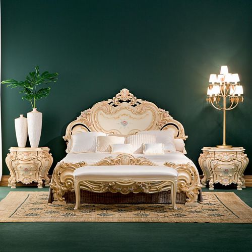 Doppelbett - OLIMPIA - Silik - Stil / Kopfteil / Holz