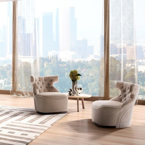 Chesterfield-Sessel - Dorotea - Siwa Soft Style Home - Stoff / Massivholz / Sperrholz