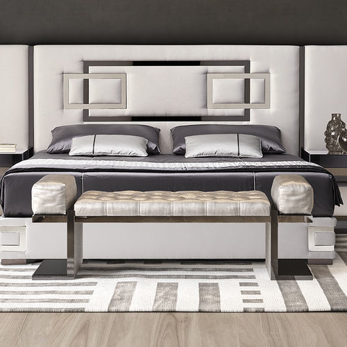 Chesterfield-Bettbank - Vertigo - Siwa Soft Style Home - aus verchromtem Metall / Glas / Stoff