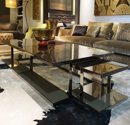 Moderner Satztisch - Vertigo - Siwa Soft Style Home - Holz / Gestell aus verchromtem Metall / quadratisch