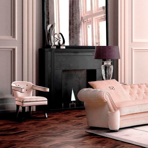 Chesterfield-Sessel - Chérie - Siwa Soft Style Home - Stoff / Leder / Massivholz