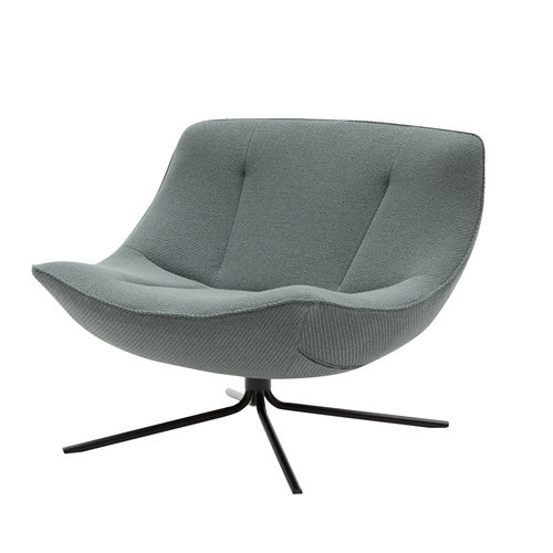 Moderner Kaminsessel - VERA - SOFTLINE - Stoff / aus verchromtem Metall / Farbe anpassbar