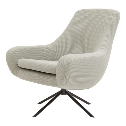 Sessel / skandinavisches Design - NOOMI - SOFTLINE - Stoff / Chrom / mit Fußstütze