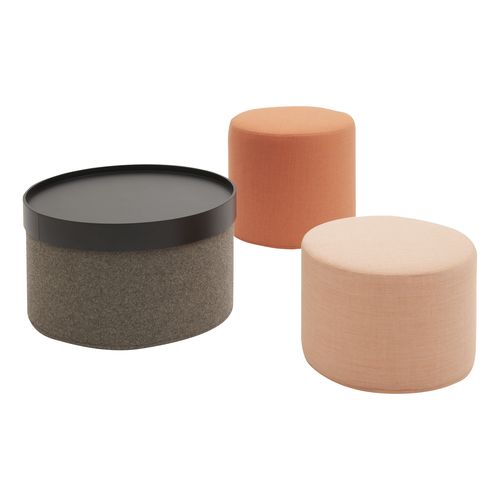 Modernes Sitzkissen - DRUM - SOFTLINE - Stoff / Holz / rund