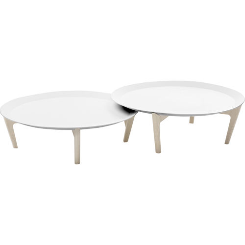 Moderner Couchtisch - TRAY - SOFTLINE - Esche / Acryl / rund