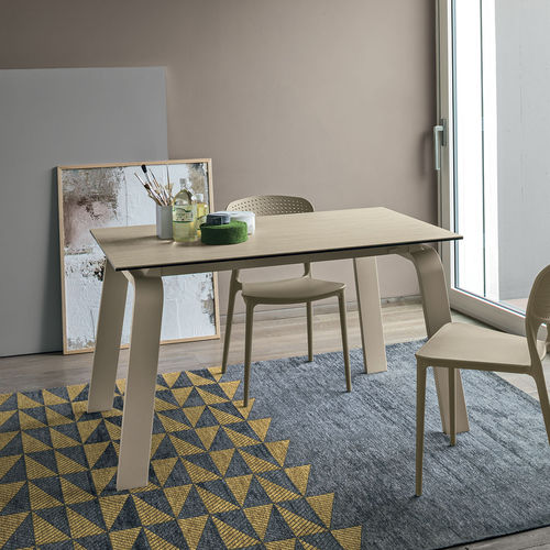 Moderner Esstisch - DEIMOS 130 - Target Point - lackiertes MDF / Hartglas / Feinsteinzeug
