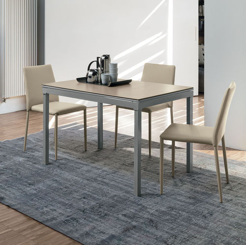 Moderner Esstisch - PERIGEO 115 - Target Point - lackiertes MDF / Hartglas / Feinsteinzeug