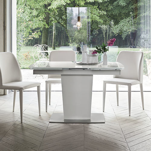 Moderner Esstisch - COPERNICO 120 - Target Point - Hartglas / Feinsteinzeug / Gestell aus lackiertem MDF