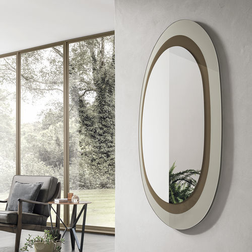 Wandmontierter Spiegel - NEFTI 180 - Target Point - modern / oval / gewölbtes Glas