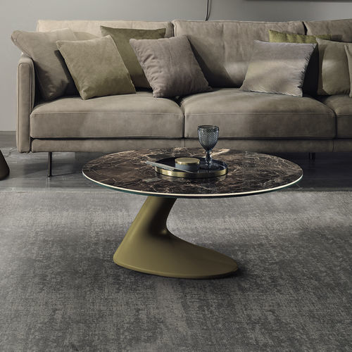 Moderner Couchtisch - LEAF - Target Point - Hartglas / Feinsteinzeug / Gestell aus Polyurethan