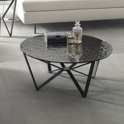 Moderner Couchtisch - SPIDER - Target Point - Glas / Feinsteinzeug / Gestell aus gestrichenem Metall