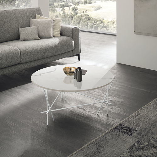 Moderner Couchtisch - WIRE - Target Point - Glas / Feinsteinzeug / Gestell aus gestrichenem Metall