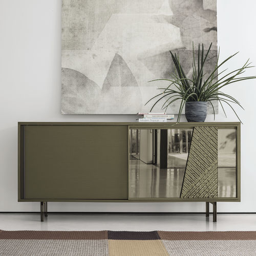 Modernes Sideboard - MODUS GLASS - Target Point - Laminat / Glas / mit Schiebetür