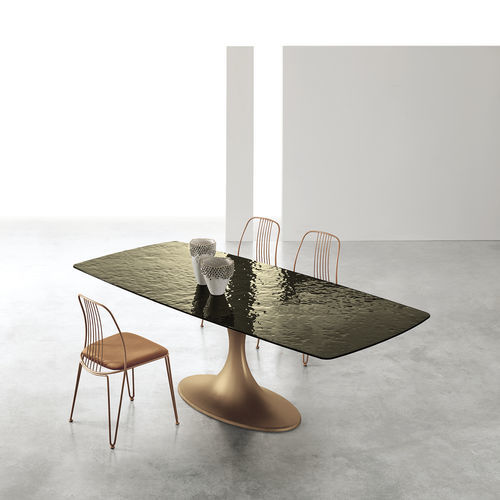 Moderner Esstisch - CALICE GLASS - Target Point - Glas / Gestell aus Harz / rechteckig