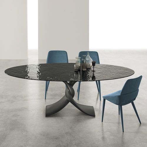 Moderner Esstisch - TWIST GLASS - Target Point - Glas / Gestell aus Polyurethan / rechteckig