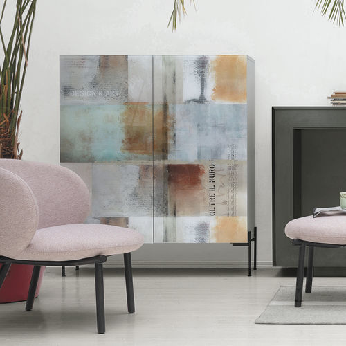 Hohes Sideboard - DAFNE QUADRA - Target Point - modern / aus lackiertem Metall / Laminat