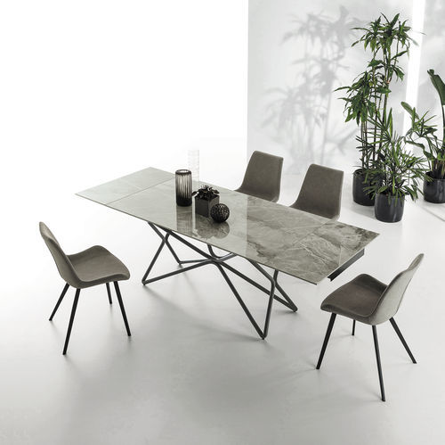 Moderner Tisch - GALAXY - Target Point - Hartglas / Feinsteinzeug / Gestell aus gestrichenem Metall