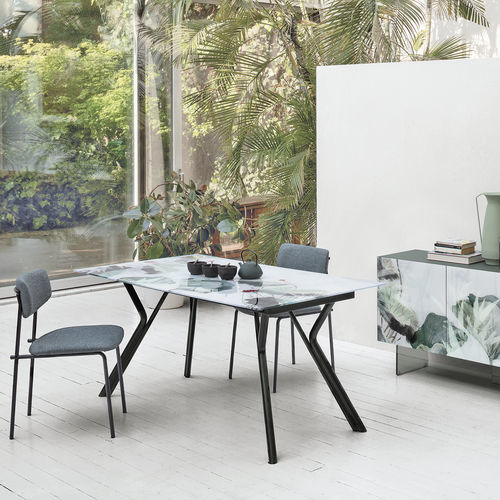 Moderner Tisch - KATANA 130 - Target Point - Hartglas / Laminat / Feinsteinzeug