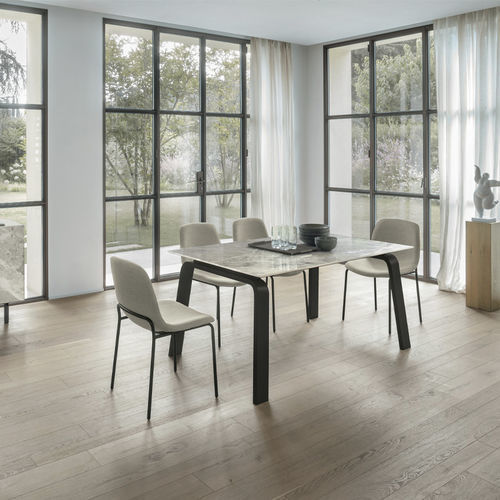 Moderner Esstisch - DEIMOS 110 - Target Point - lackiertes MDF / Hartglas / Feinsteinzeug