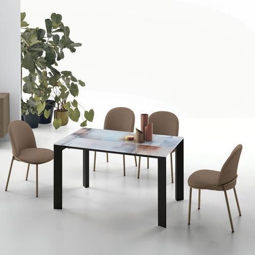 Moderner Esstisch - SATURNO 110 - Target Point - lackiertes MDF / Hartglas / Feinsteinzeug