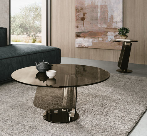 Moderner Couchtisch - MIRAGGIO - Target Point - Glas / Gestell aus Glas / rund