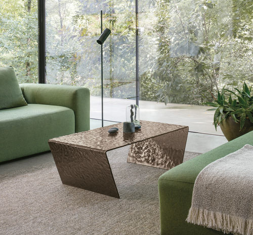 Moderner Couchtisch - LYRA - Target Point - Glas / Gestell aus Glas / rechteckig