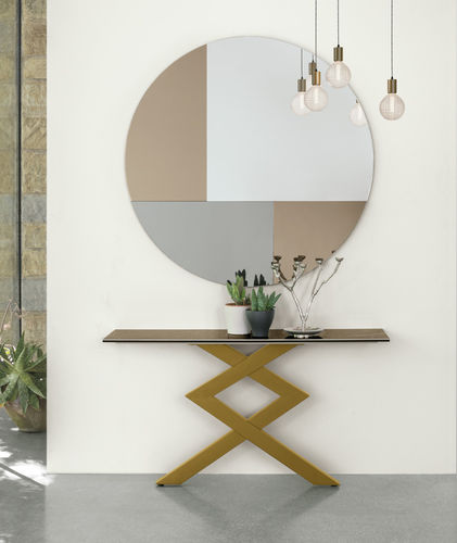 Moderner Konsolentisch - CROSS - Target Point - Glas / Feinsteinzeug / Gestell aus gestrichenem Metall
