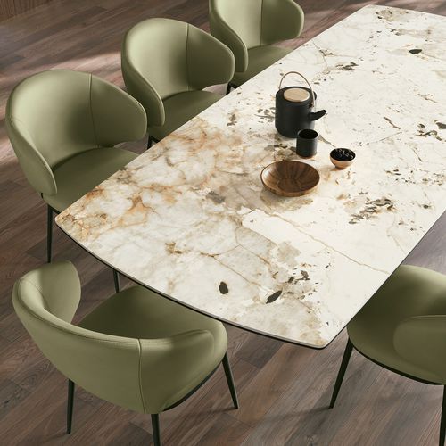 Moderner Esstisch - COSMOS - Target Point - Glas / Feinsteinzeug / Gestell aus Eisen