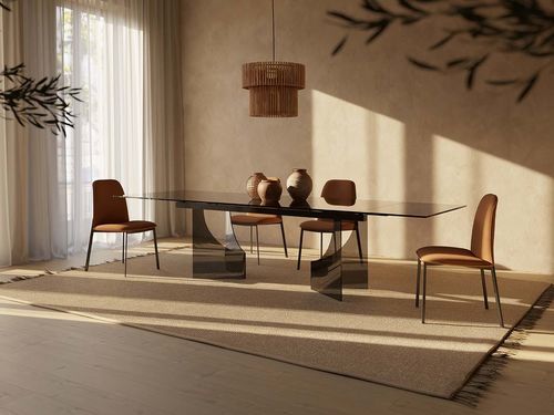 Moderner Esstisch - FATUM GLASS - Target Point - Glas / Gestell aus Glas / rechteckig