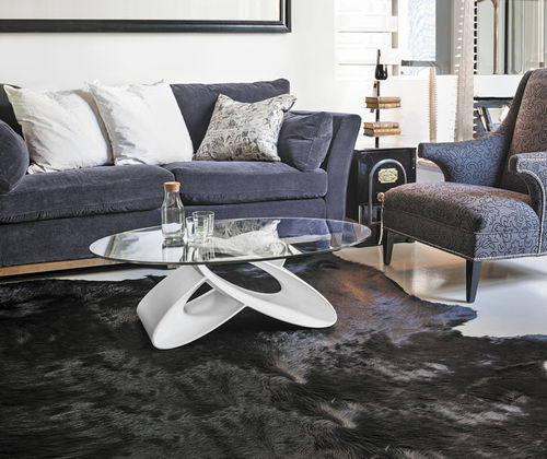 Moderner Couchtisch - ECLIPSE - Target Point - Hartglas / Gestell aus Polyurethan / oval