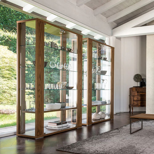 Moderne Vitrine - AURORA - Tonin Casa - Hartglas / Holz / beleuchtet