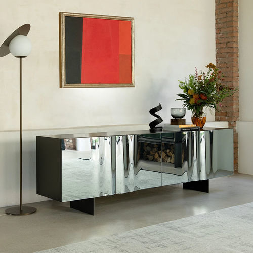 Modernes Sideboard - ANEMOS - Tonin Casa - Holz / lackiertes Metall / Glas